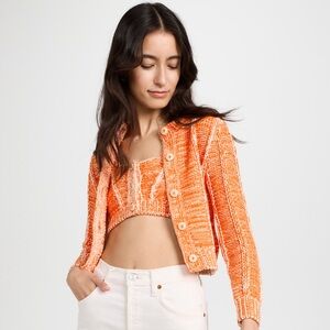 RE/DONE - Set- Orange combo Knit Cardigan and Crop Top NWT